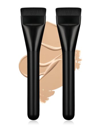 2Pcs Flat Foundation Brush,Face Mask Brush Makeup Spatula Facial Brush for Liquid Foundation Mask,Premium Face Korean Makeup Brush for Blending Cream (Black&Black)