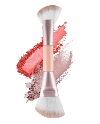 Double Ended Face Contour Brush, Fan-Shaped and Angled Professional Makeup Brushes, Soft Kabuki Brush for Flawlessly Blending and Applying Highlighters, Creams, Blushes,Contour