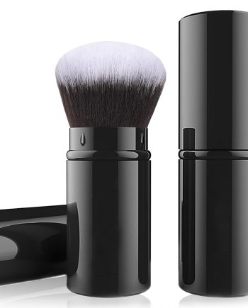Retractable Kabuki Makeup Brush, Travel Face Blush Brush, Portable Powder Foundation Sunscreen Brush with Cover for Blush, Bronzer, Buffing, Highlighter Flawless Powder Cosmetics