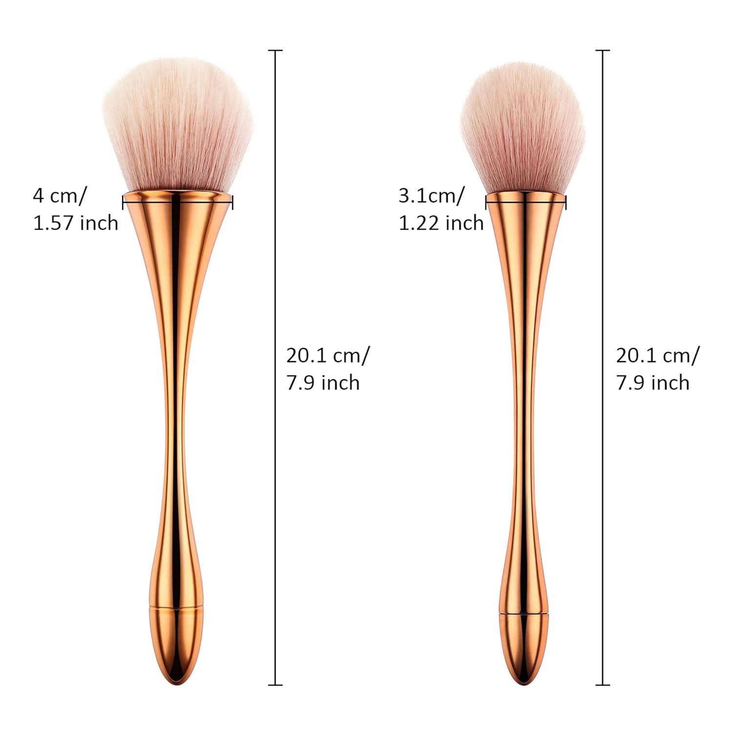 Boao 2 Pcs Large Fluffy Makeup Brushes Soft Bronzer Powder Brush for Coverage Loose Blending Buffing Nail Foundation(Rose Gold)
